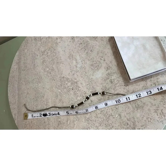 Vintage Brown Gold Silver Wooden Bar Beaded Necklace - Picture 6 of 8